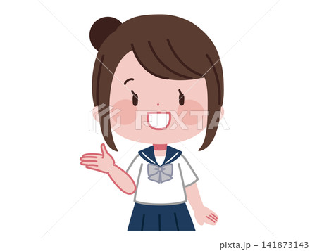 セーラー服姿の可愛い学生イラスト セーラー服姿の可愛い学生イラスト 141873143