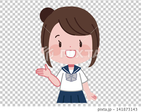 セーラー服姿の可愛い学生イラスト セーラー服姿の可愛い学生イラスト 141873143