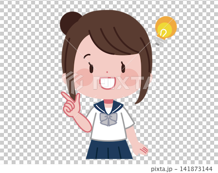 靈感迸發的燈泡和一位笑容燦爛的中學生:學生對想法的插畫表達。 靈感迸發的燈泡和一位笑容燦爛的中學生:學生對想法的插畫表達。 141873144