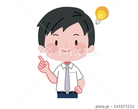 ひらめきやポイントを提案するワイシャツ姿の男性イラスト ひらめきやポイントを提案するワイシャツ姿の男性イラスト 141873152