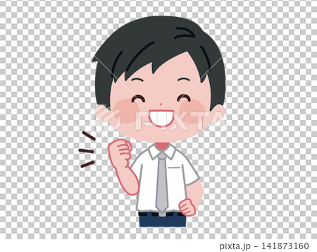 一幅插圖,描繪了一位身穿襯衫的男士面帶微笑,擺出勝利的姿勢。 一幅插圖,描繪了一位身穿襯衫的男士面帶微笑,擺出勝利的姿勢。 141873160