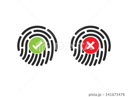 fingerprint icons showing success checkmark and failure cross mark fingerprint icons showing success checkmark and failure cross mark 141873476