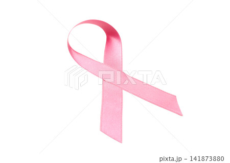 Pink ribbon for breast cancer awareness, isolated, PNG Pink ribbon for breast cancer awareness, isolated, PNG 141873880