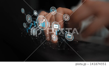 A close-up view of hands typing on a keyboard with digital graph overlays, illustrating data analysis and financial growth in a tech-driven environment. Sigmoid A close-up view of hands typing on a keyboard with digital graph overlays, illustrating data analysis and financial growth in a tech-driven environment. Sigmoid 141874351