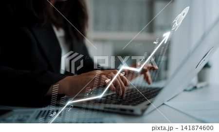 Business growth strategy with success roadmap and upward progress Marrow 141874600
