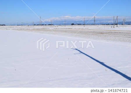 雪国の田園風景 山形県庄内 雪国の田園風景 山形県庄内 141874721