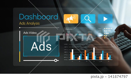 Detailed Dashboard for Ads Analysis with Graphs, Visuals, and Metrics on a Laptop for Marketing Strategy Evaluation Gluon Detailed Dashboard for Ads Analysis with Graphs, Visuals, and Metrics on a Laptop for Marketing Strategy Evaluation Gluon 141874797