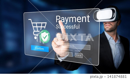Virtual Reality Payment Confirmation with Shopping Cart Interface in a Modern Digital Environment Gluon Virtual Reality Payment Confirmation with Shopping Cart Interface in a Modern Digital Environment Gluon 141874881