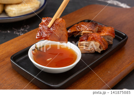 roast Duck with Plum Sauce Dip Traditional Chinese Style 141875085