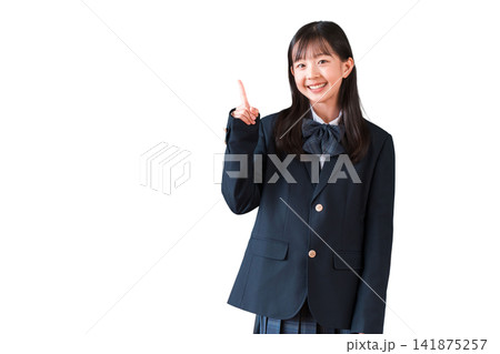 1のサインを出す制服姿の小学生,中学生,高校生の女子生徒(カウントダウン) 1のサインを出す制服姿の小学生,中学生,高校生の女子生徒(カウントダウン) 141875257