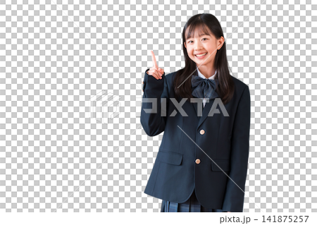 1のサインを出す制服姿の小学生,中学生,高校生の女子生徒(カウントダウン) 1のサインを出す制服姿の小学生,中学生,高校生の女子生徒(カウントダウン) 141875257