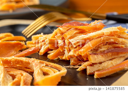 shredded Dried Squid Strips Traditional Chinese Seafood Snack shredded Dried Squid Strips Traditional Chinese Seafood Snack 141875585