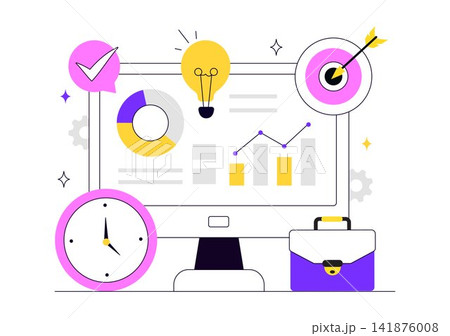 Business Management Vector Illustration Featuring Teamwork, Strategy, Planning, Analytics, and Professional Collaboration Business Management Vector Illustration Featuring Teamwork, Strategy, Planning, Analytics, and Professional Collaboration 141876008