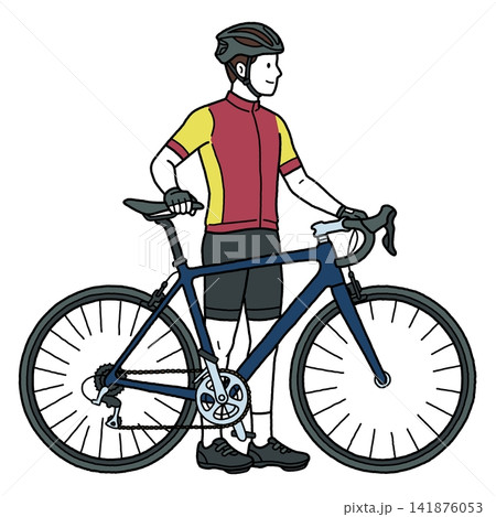 青いロードバイクと男性 青いロードバイクと男性 141876053