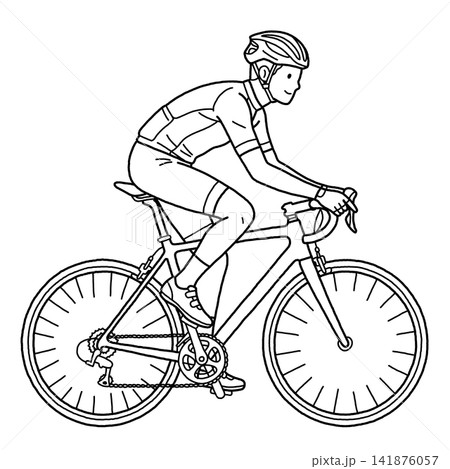 ロードバイクに乗る男性 141876057