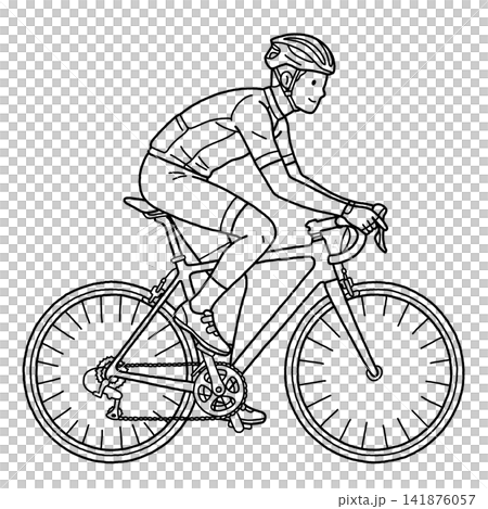 ロードバイクに乗る男性 141876057