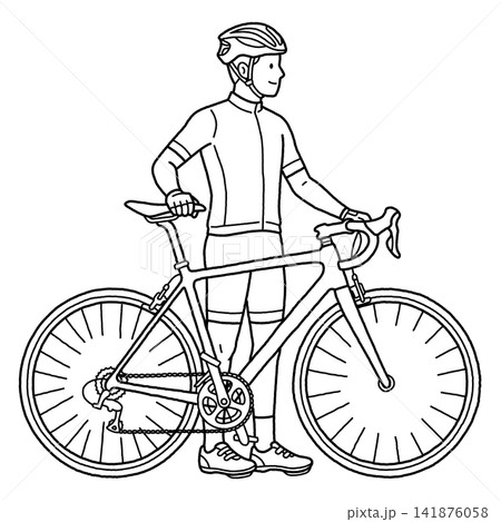ロードバイクと男性 ロードバイクと男性 141876058