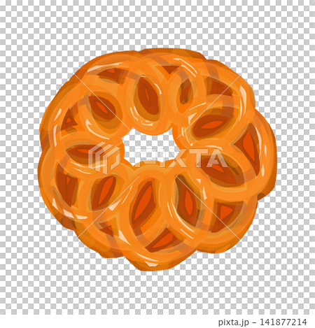 Indian imarti Spiral Sweet Flower Shape Illustration 141877214