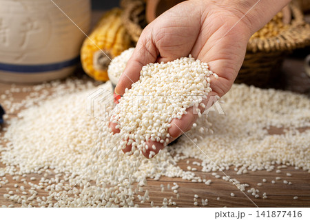 round Glutinous Rice Grain Ingredient for Asian Cooking round Glutinous Rice Grain Ingredient for Asian Cooking 141877416