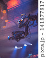 Professional TV broadcast camera on crane at live concert stage with copy space 141877817