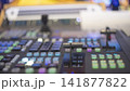 Video production switcher T-bar fader control panel with colorful buttons and copy space 141877822