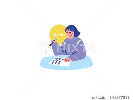 英語を勉強する女性のイラスト 英語を勉強する女性のイラスト 141877991
