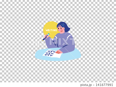 英語を勉強する女性のイラスト 英語を勉強する女性のイラスト 141877991