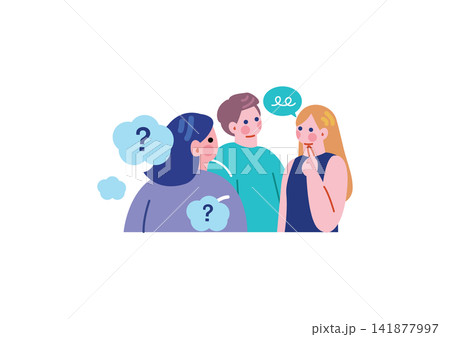 外国人の会話を聞く女性のイラスト 外国人の会話を聞く女性のイラスト 141877997