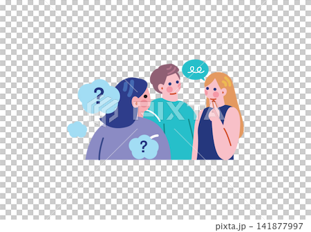 外国人の会話を聞く女性のイラスト 外国人の会話を聞く女性のイラスト 141877997