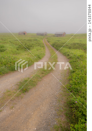 霧にかすむ3つの廃屋の風景 霧にかすむ3つの廃屋の風景 141878844