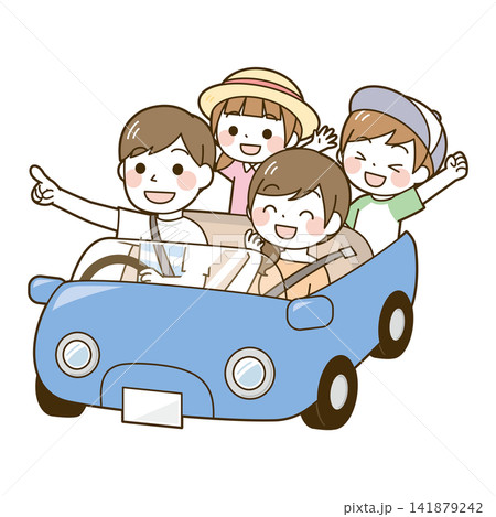 車でお出かけする家族・夏 車でお出かけする家族・夏 141879242