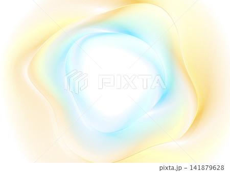 Abstract blue and yellow liquid wavy circles futuristic glossy background 141879628