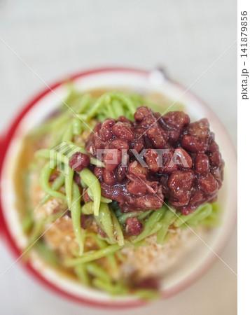 Malaysian Cendol Dessert with Red Bean shallow depth of field on White Background Malaysian Cendol Dessert with Red Bean shallow depth of field on White Background 141879856