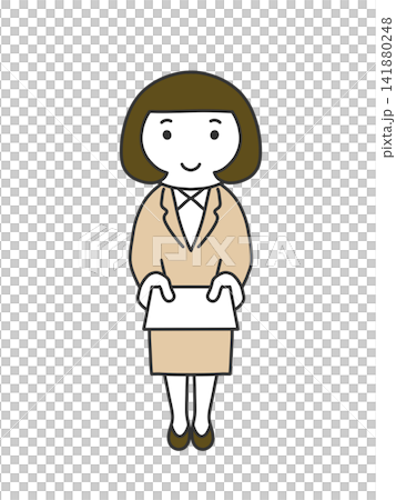 一位身穿西裝的女士遞出她的名片。 141880248