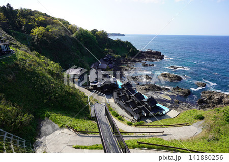 石川県能登半島・珠洲岬とランプの宿の空撮絶景 石川県能登半島・珠洲岬とランプの宿の空撮絶景 141880256