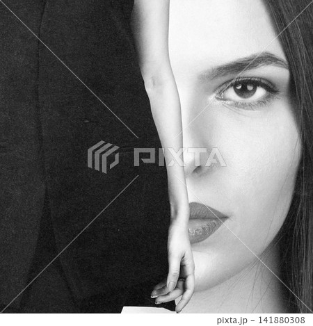Woman portrait in surreal fashion collage artwork Woman portrait in surreal fashion collage artwork 141880308