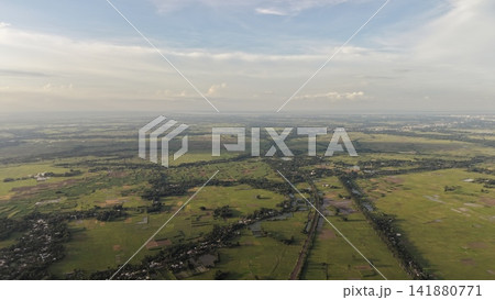 Aerial View of Green Agricultural Fields and Rural Countryside in Bangladesh Aerial View of Green Agricultural Fields and Rural Countryside in Bangladesh 141880771