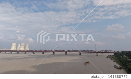 Aerial View of Rooppur Nuclear Power Plant and Hardinge Bridge 141880773