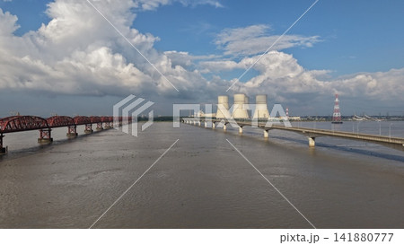 Aerial View of Rooppur Nuclear Power Plant and Padma River Infrastructure Aerial View of Rooppur Nuclear Power Plant and Padma River Infrastructure 141880777