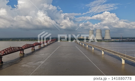 Aerial Panorama of Hardinge Bridge and Rooppur Nuclear Power Plant Aerial Panorama of Hardinge Bridge and Rooppur Nuclear Power Plant 141880778