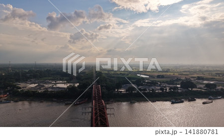 Aerial View of Hardinge Bridge Crossing the Padma River in Bangladesh Aerial View of Hardinge Bridge Crossing the Padma River in Bangladesh 141880781