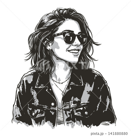 Black and white female portrait Black and white female portrait 141880880