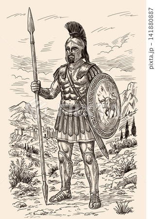 Ancient Greek warrior. 141880887