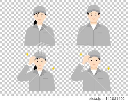 笑顔でポーズをとる作業員 笑顔でポーズをとる作業員 141881402