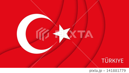 Paper cut flag of Turkey, 29 October Turkiye Republic Day national papercut banner. Modern paper cut banner with white crescent and star on red background. National flag of Turkey for holiday Paper cut flag of Turkey, 29 October Turkiye Republic Day national papercut banner. Modern paper cut banner with white crescent and star on red background. National flag of Turkey for holiday 141881779