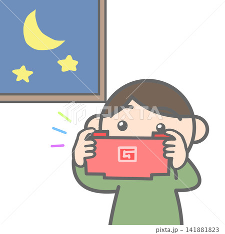 夜更かししてゲームをする男の子 夜更かししてゲームをする男の子 141881823