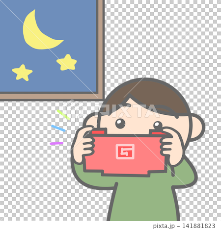 夜更かししてゲームをする男の子 夜更かししてゲームをする男の子 141881823