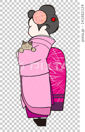 A geisha holding a cat A geisha holding a cat 141882124