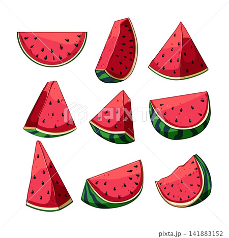 Fresh watermelon slices vector illustration summer fruit Fresh watermelon slices vector illustration summer fruit 141883152