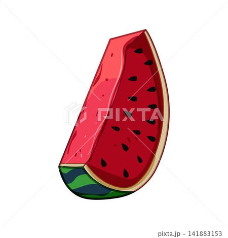 Watermelon slice with seeds icon illustration 141883153